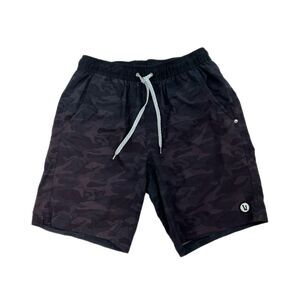 Vuori Shorts Men Small Black Camo 9” Workout Performance Stretch Active Outdoor